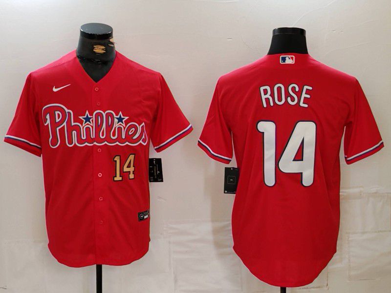 Men Philadelphia Phillies #14 Rose Red Nike Game 2024 MLB Jersey style 2